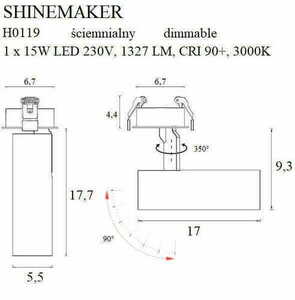 Reflektor Max Light Shinemaker H0119 černý LED 15W 3000K stmívatelný small 3
