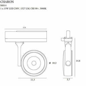 Dráhové světlo Max Light Charon S0014 černé LED 15W 3000K CRI90 small 2