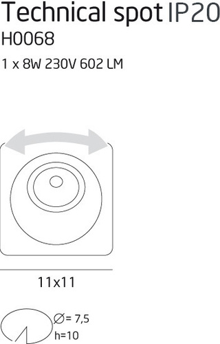 Kontrola Zapuštěné svítidlo Max Light Technical H0068 bílé 11x11 cm LED 8W 3000K IP20