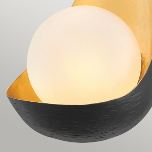 Nástěnné svítidlo Quintiesse Ren matně černé a zlaté s kulovým stínidlem 1xG9 3W LED small 1