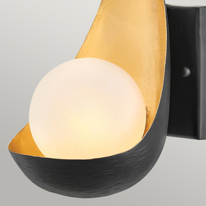 Nástěnné svítidlo Quintiesse Ren matně černé a zlaté s kulovým stínidlem 1xG9 3W LED small 3