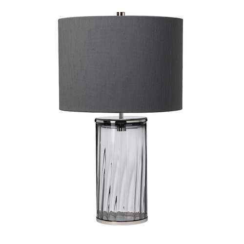 Kontrola Stolní lampa Reno - 1 světelný zdroj - Kouřové sklo/leštěný nikl Quintiesse