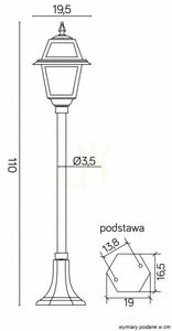 Venkovní stojací lucerna SU-MA K 5002/2/N černá patina 110 cm rustikální small 5