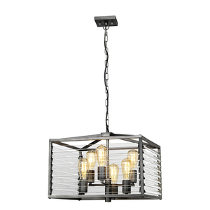 Závěsné svítidlo Louvre se 6 zdroji Elstead LOUVRE-6P, ocel a sklo, gunmetal, 49,3 cm small 0