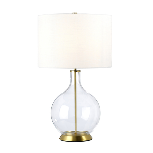 Kontrola Stolní lampa Orb Elstead, sklo a patinovaná mosaz, bílé stínidlo, E27