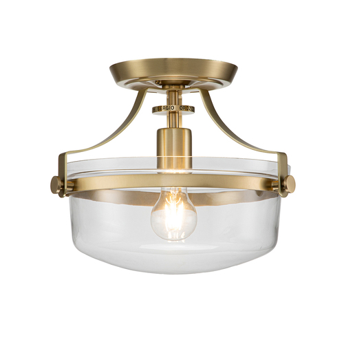 Kontrola Penn Station 1 Light Semi Flush - kartáčovaná mosaz Elstead