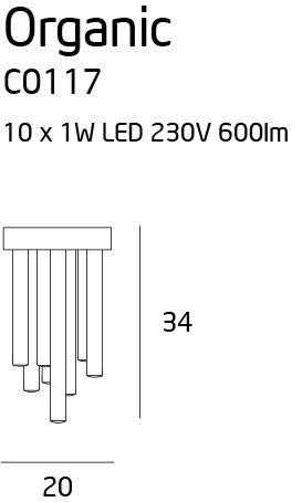 Kontrola Plafon Max Light Organic chrom C0117D 34 cm LED 3000K
