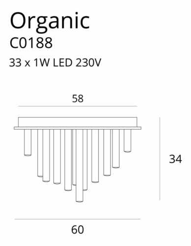 Kontrola Plafon Max Light Organic C0188D zlatý 60 cm LED 33W