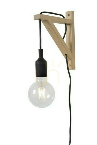 Kontrola Nástěnné svítidlo Lucide FIX černé dřevo E27 1x60W IP20
