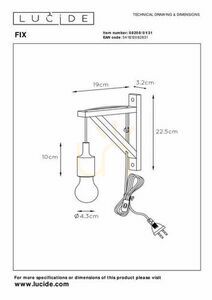 Nástěnné svítidlo Lucide FIX bílé dřevo E27 19 cm 08208/01/31 small 4