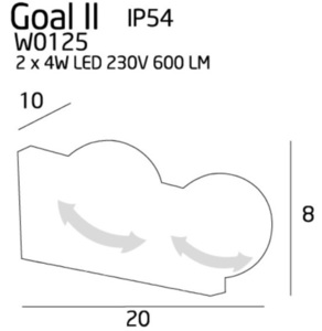 Nástěnné svítidlo Max Light Goal II W0125 bílé LED 8W IP54 small 1