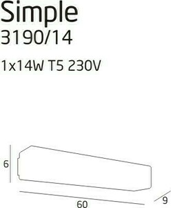 Nástěnné svítidlo Max Light SIMPLE 3190/14 bílé kovové 60 cm zářivka T5 14 W small 1