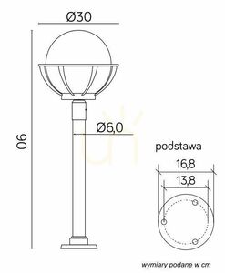 Venkovní stojací lampa SU-MA koule s košem 90 cm černá patina K 5002/2/KPO 250 small 6