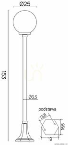 Venkovní stojací lampa SU-MA černá patina 153 cm E27 K 5002/1/KP 250 small 2