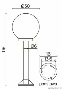 Venkovní stojací lampa SU-MA KULE černá 80 cm K 5002/3/K 300 small 3