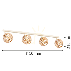 Plafon ARGON PARULA 4x E14 béžový dřevo, ocel 1820 small 2