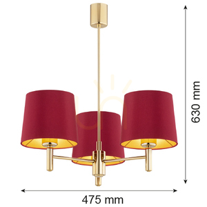 Lustr ARGON PONTE PLUS 3xE27 červená tmavá mosaz 6266 small 4