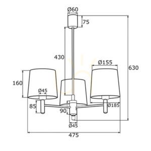 Lustr ARGON PONTE PLUS 3xE27 červená tmavá mosaz 6266 small 5