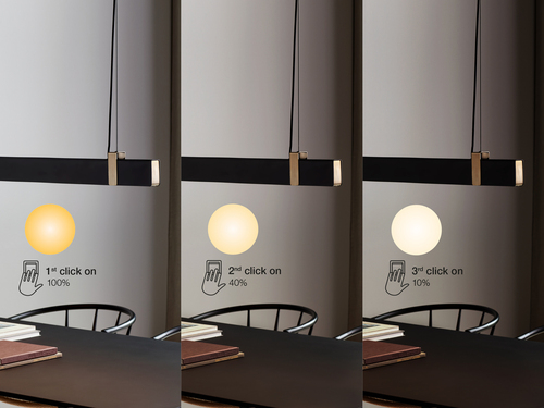 Kontrola Černá závěsná lampa Lilt Nordlux nad stolem