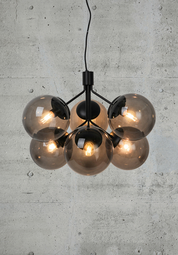 Kontrola Ivona 6-ti světelná závěsná lampa Black Nordlux