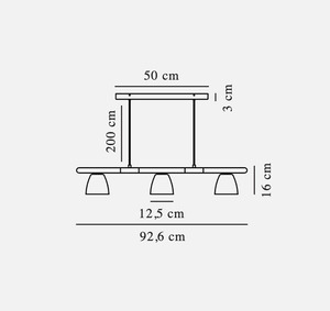 Závěsné svítidlo Nordlux Theo 3-Rail černé s dřevěnou lištou, 3 × GU10 max. 25 W small 3