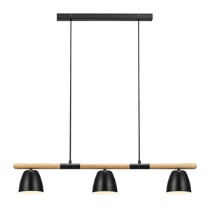 Závěsné svítidlo Nordlux Theo 3-Rail černé s dřevěnou lištou, 3 × GU10 max. 25 W small 0