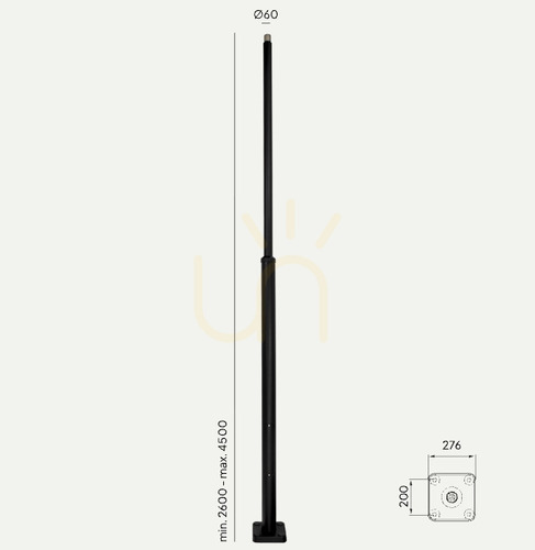 Kontrola Lamppost 1255 Black O50 260-400Cm Revizní dvířka