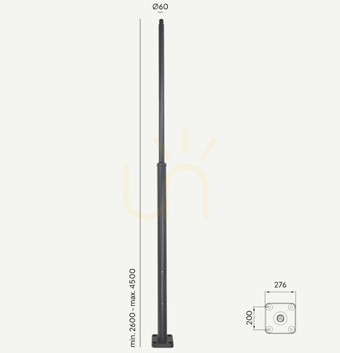 Kontrola 3004GR Grafitový sloup veřejného osvětlení – 260–450 cm – nastavitelný