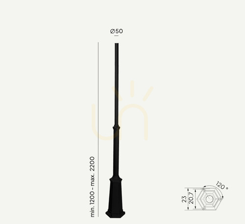 Kontrola Osvětlovací sloupek NORLYS Lamppost černý 120–220 cm 3010BL