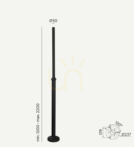 Kontrola Osvětlovací sloup NORLYS Lamppost černý E27 120–220 cm 3011BL