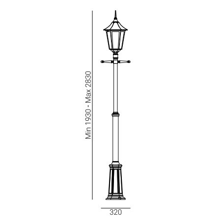 Kontrola Zahradní / parková lucerna MODENA 301BL černá RAL-9005 - NORLYS