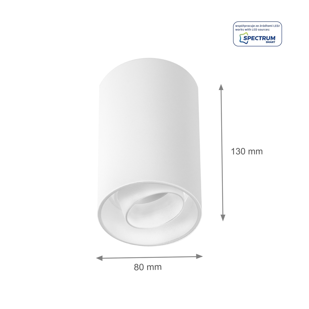 Pohled Chloe Gu10 Spot Povrchová montáž Gu10 250 V Ip20 80x130mm Bílá kulatá pohyblivá Chloe Gu10 Spot Povrchová montáž Gu10 250 V Ip20 80x130mm Bílá kulatá pohyblivá