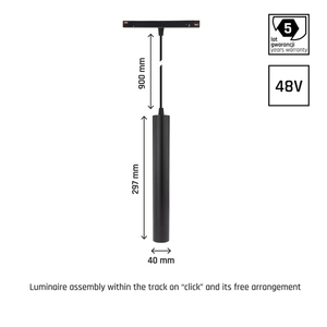 Systém Shift Závěsné svítidlo Hangit 40x297 (935mm kabel) 12W 25st černá Záruka 5 let. 4 Systém Shift Závěsné svítidlo Hangit 40x297 (935mm kabel) 12W 25st černá Záruka 5 let. small 4