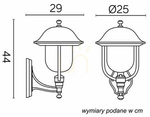 Venkovní nástěnné svítidlo SU-MA Prince černá patina E27 IP43 K 3012/1/O g small 2