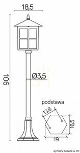 Venkovní stojací lampa SU-MA Venice K 5002/2/KW černá patina 106 cm small 5