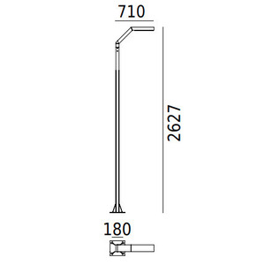 Trysil 1049 Hliník 9006 263cm 12,5W 4000K Zahradní/parkové svítidlo Norlys small 1
