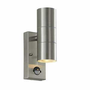 Venkovní nástěnné svítidlo Endon Canon PIR stříbrné nerezové IP44 GU10 2x35W small 1