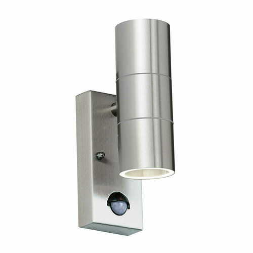 Kontrola Venkovní nástěnné svítidlo Endon Canon PIR stříbrné nerezové IP44 GU10 2x35W