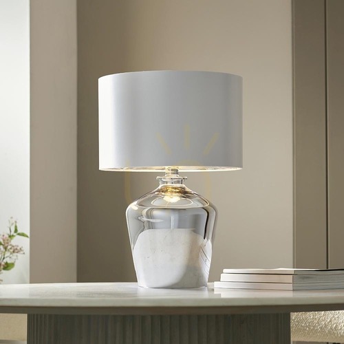Kontrola Stolní lampa Endon Waldorf 61198 – chrom, stínidlo v barvě slonové kosti, 47 cm