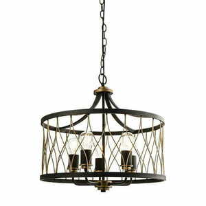 Závěsné svítidlo Endon Heston 61498 5× E27 černé s rustikálním bronzem Ø52 cm small 0