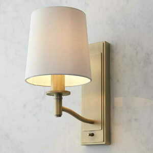Nástěnné svítidlo Endon Ortona 70246 antická mosaz mat bílé stínidlo E14 40 W s vypínačem 28,3 cm small 2