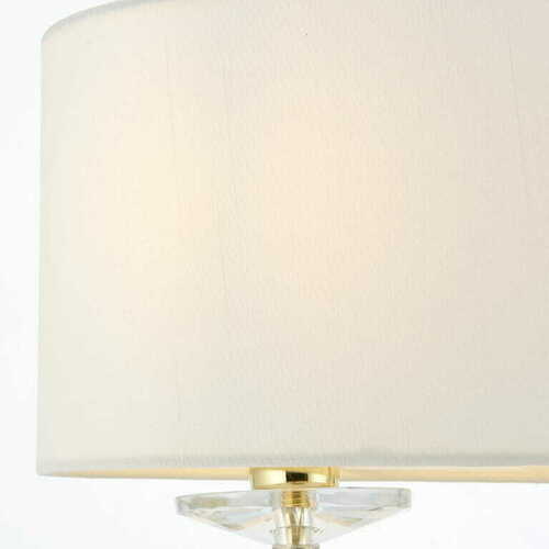 Kontrola Stojací lampa Endon Nixon mosazná s křišťálem a bílým stínidlem 2x E14