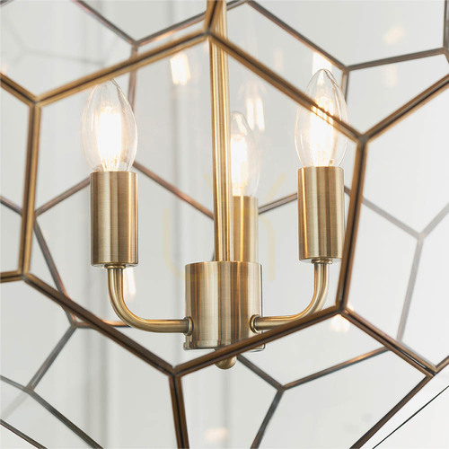 Kontrola Závěsná lampa Endon Miele 3xE14 mosazná skleněná Ø47 cm
