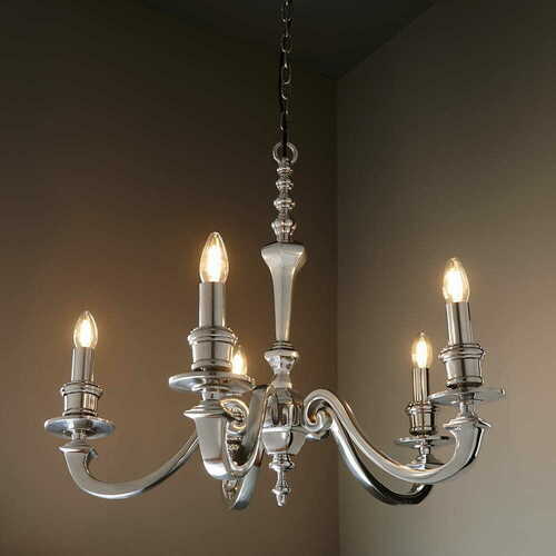Kontrola Závěsná lampa Endon Finsbury chrom 5xE14 70 cm