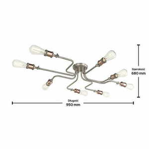 Stropní svítidlo Endon Hal 8xE27 stříbrno-měděné průmyslové 68 cm small 1