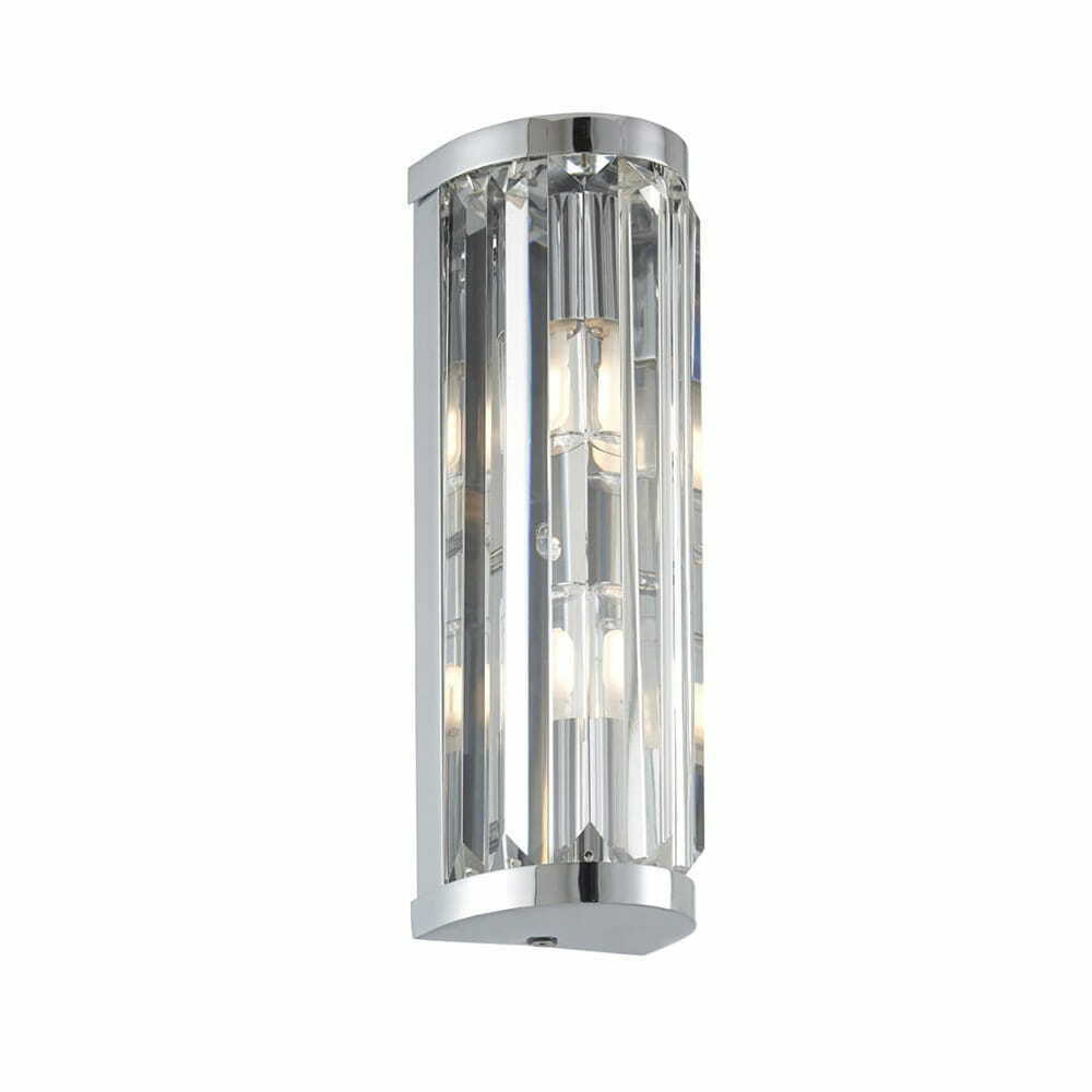 Endon Shimmer Chrome Crystal 2-Light Dimmable Wall Lamp 91820