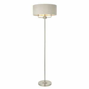Stojací lampa Endon Highclere 94359 v kartáčovaném chromu s přírodním lněným stínidlem 3xE14 160 cm small 0