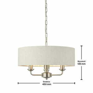 Závěsné svítidlo Endon Highclere 94361 3xE14 přírodní len/chrom Ø45 cm small 1