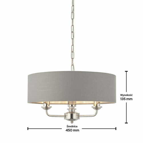Kontrola Závěsná lampa Endon Highclere 94377 šedá chromová 3xE14 45 cm