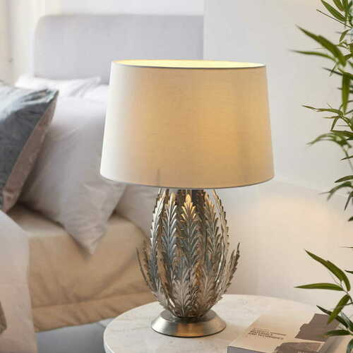 Kontrola Stojací lampa Endon Delphine bílá/stříbrná E27 98046
